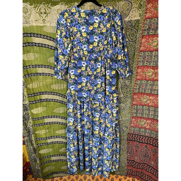 NWOT Code x Mode Blue Floral Prairie Ruffle Maxi Dress Size Small - Picture 10 of 16